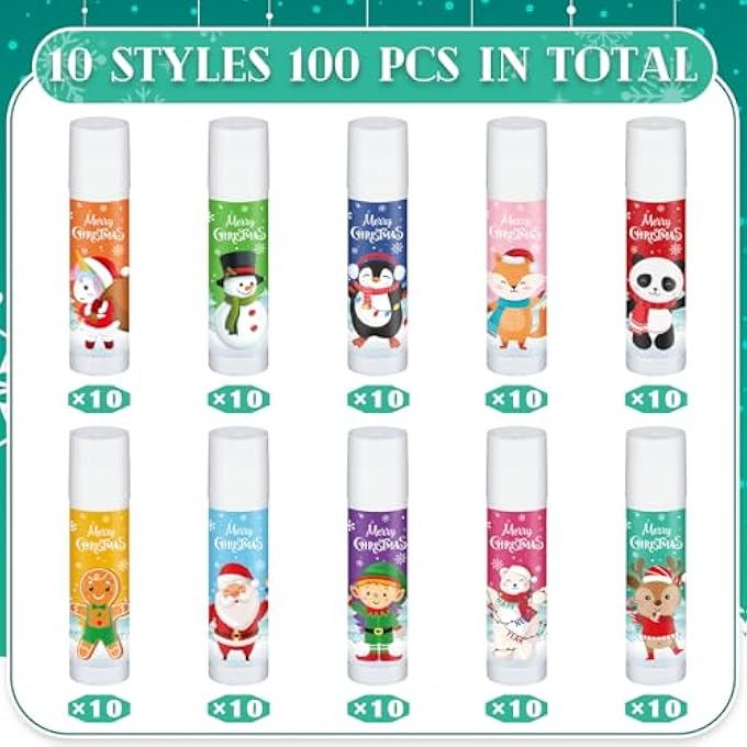Siifert 100 SET CHRISTMAS FAVORS LIP BALM GIFTS BULK XMAS SUPPLIES SOUVENIRS GOODIES MOISTURIZING LIP CARE PRODUCTS SMALL THANK YOU APPRECIATION GIFTS FOR GUEST BOYS GIRLS - Image 4